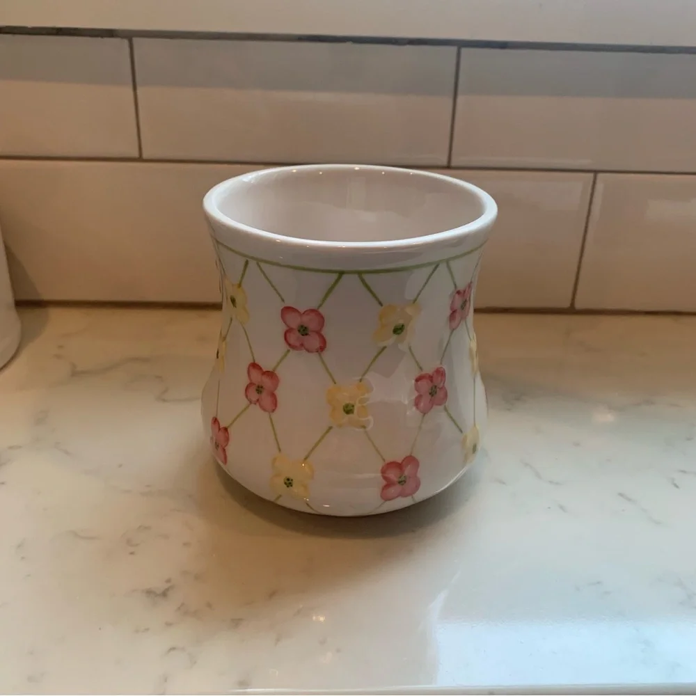 Longaberger Dogwood Pottery Dainty Floral Pot Ceramic Tumbler